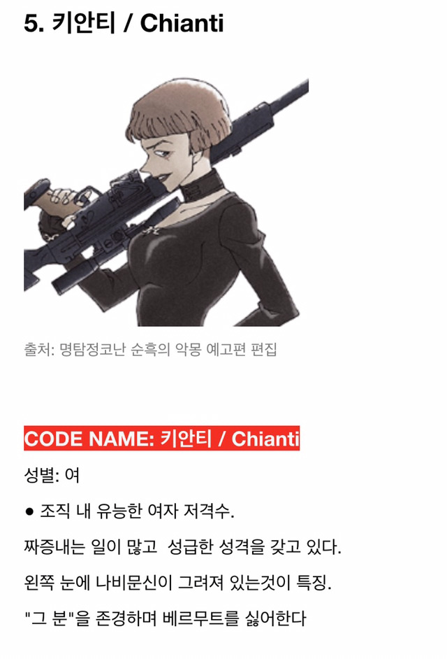 명탐정코난 검은조직 멤버들 정리 | 인스티즈
