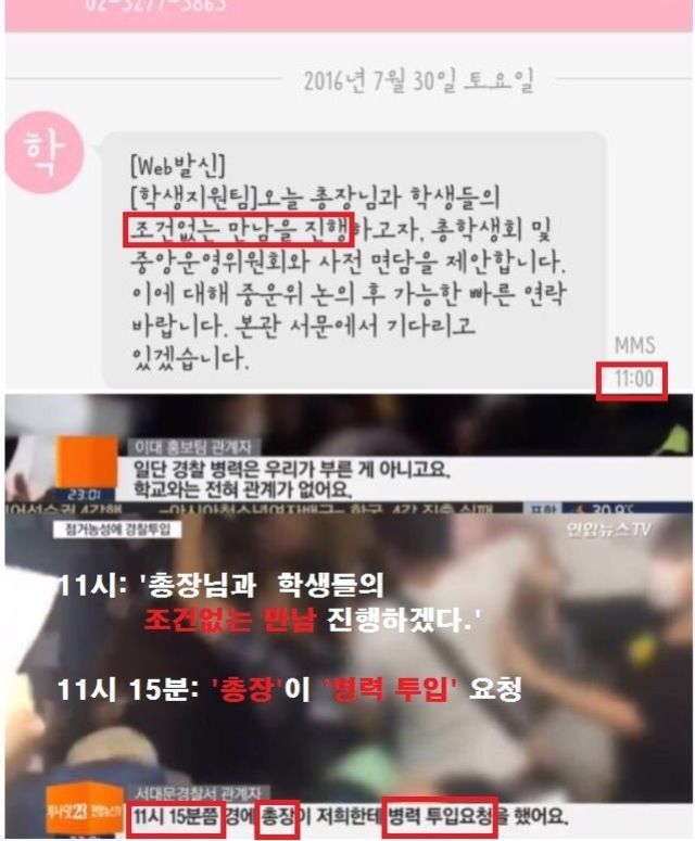 서대문 경찰서: 총장이 경찰 불렀다 딱 걸린 홍보처와 총장의 거짓말 (이화여대 시위) | 인스티즈