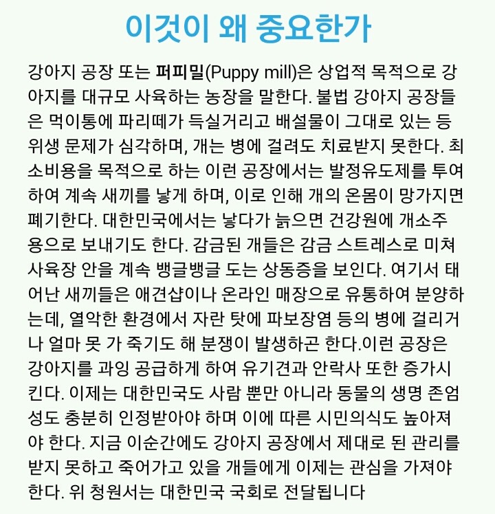 국회로 전달되는 강아지공장 철폐 청원서에 서명해주세요 | 인스티즈