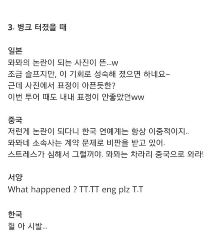 국가별 아이돌팬 반응 | 인스티즈
