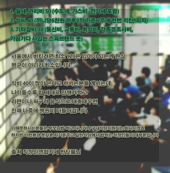 서울 변두리 30대 싱글직장인 최소생활비 | 인스티즈