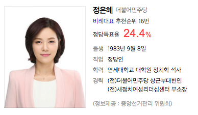 더불어민주당 비례대표 16번 정은혜 미모.jpg | 인스티즈
